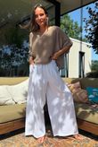 Rustic Nature Linen Blend Pocket Pleat Wide Leg White